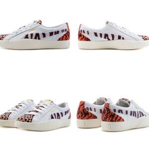 Puma Love Wildcat White Animal Print Calf Hair Lace-up Sneakers size 7